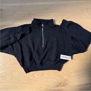 Eterne sz small black crop half zip sweatshirt top
